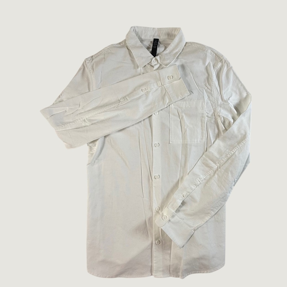 Lululemon Button Down Shirt Mens Small‎ Long Sleeve Stretch Cotton Blend White